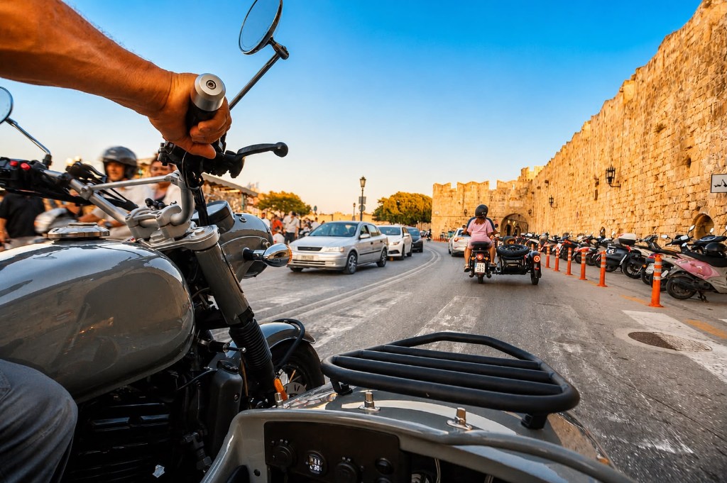 Point-of-view ride through the medieval walls of Rhodes Old Town