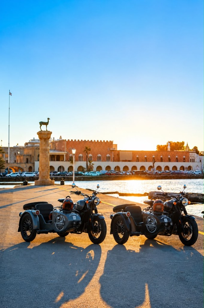 Private Half-Day Rhodes Sunset Sidecar Experience, vintage sidecar tour in Rhodes